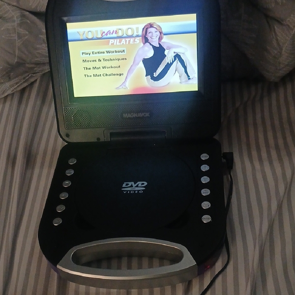 Black Portable DVD Player with Flip-Up Screen and LCD Display
